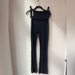SKIMS CLOUD FOLD OVER FLARE PANTS IN ONYX XS